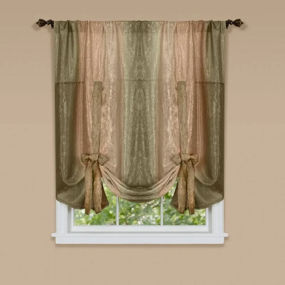 Woven Trends Window Shades, Ombre Curtains Modern Semi-Sheer Tie-Up Shade,